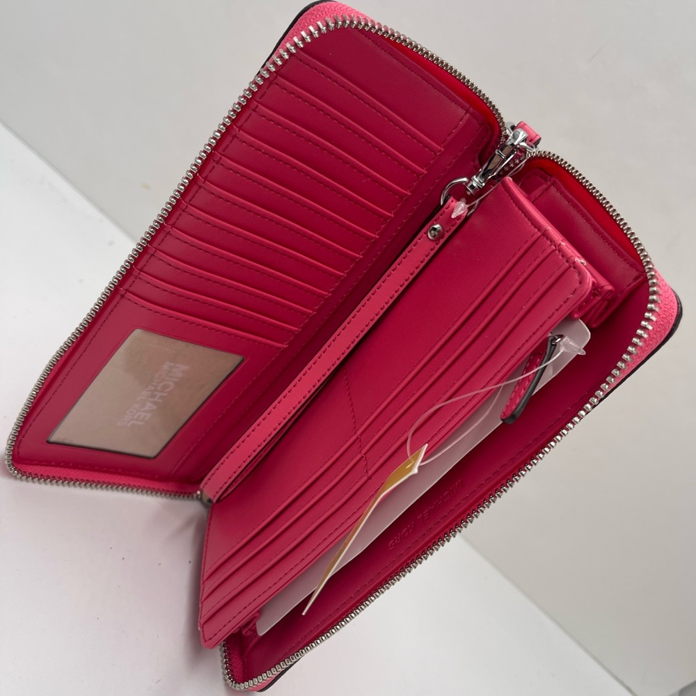 MICHAEL KORS Jet Set Large Signature Logo Continental Wallet Wristlet Phone NWT - Picture 4 of 16